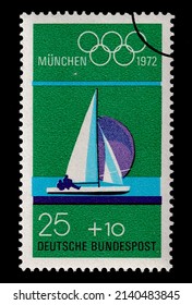 Ankara, Türkiye 03.29.2022: Postage Stamps Printed In Germany, Munich Olympics Series. Circa 1972