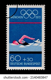 Ankara, Türkiye 03.29.2022: Postage Stamps Printed In Germany, Munich Olympics Series. Circa 1972