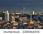 Ankara, the capital of Turkey - a cityscape with major monumental buildings at sunset