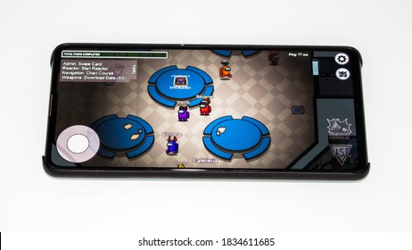 Ankara, Etimesgut / Turkey - 16.10.2020: In-game Footage Of Among Us Mobile Game On A Phone Screen