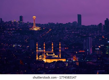 Ankara Night City Skyline  Kocatepe Atakule