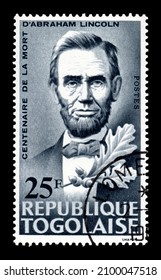 Ankara, Turkey - 01,03,2022: A Togo Postage Stamp Shows Portrait Of Abraham Lincoln (1809-1865) 16th President Of The United States. Circa 1965