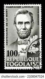 Ankara, Turkey - 01,03,2022: A Togo Postage Stamp Shows Portrait Of Abraham Lincoln (1809-1865) 16th President Of The United States. Circa 1965