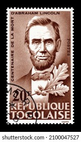 Ankara, Turkey - 01,03,2022: A Togo Postage Stamp Shows Portrait Of Abraham Lincoln (1809-1865) 16th President Of The United States. Circa 1965