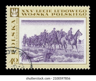 Ankara, Turkey - 01,04,2022: A Poland Postage Stamp Shows Ww Ii War Scene. Circa 1968