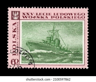 Ankara, Turkey - 01,04,2022: A Poland Postage Stamp Shows Ww Ii War Scene. Circa 1968