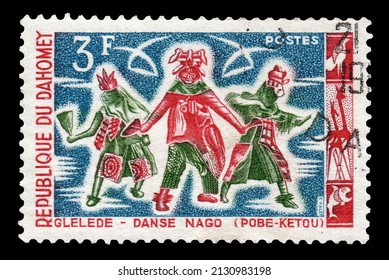 Ankara, Turkey - 03,01,2022: A Dahomey Postage Stamp Shows Nago Dance (Pobe-Ketou), Circa 1964.