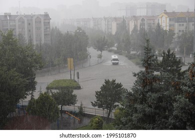 Ankara Turkey 06.22.2021 Heavy Rain Caused Traffic Disruption