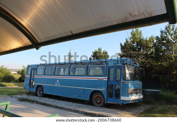 ankara Turkey 11.07.2021 old bus of middle\
east technical\
university