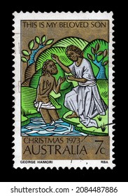 Ankara, Turkey - 12,02,2021: An Australia Postage Stamp Shows Virgin And Child, Christmas Day. New Year Series.