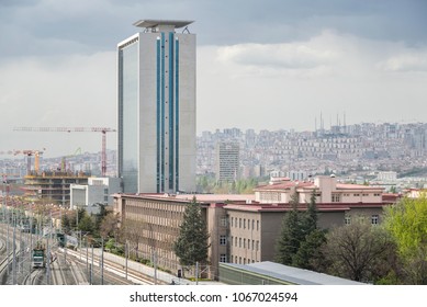 ANKARA, TURKEY, APRIL 9, 2018: Wide Angle Photo From High Speed Train Station (YHT) From Ankara, Capital City Of Turkey.