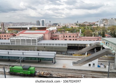 ANKARA, TURKEY, APRIL 9, 2018: Wide Angle Photo From High Speed Train Station (YHT) From Ankara, Capital City Of Turkey.