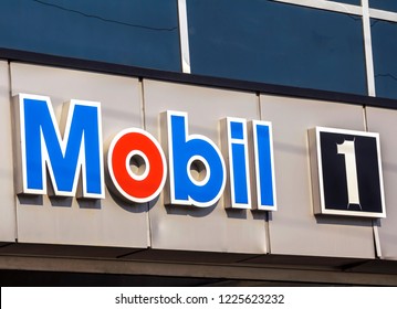 Ankara, TURKEY - Aug 5, 2018 : Mobil 1 Store, Mobil 1 Is A Brand Of Synthetic Motor Oil And Lubrication Products.