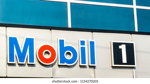 Ankara, TURKEY - August 5, 2018 : Mobil 1 Is A Brand Of Synthetic Motor Oil And Other Automotive Lubrication Products.