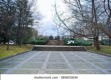 Ankara Turkey. Circa Jan. 2015. The Campus Of Bilkent University With Tall Trees. 