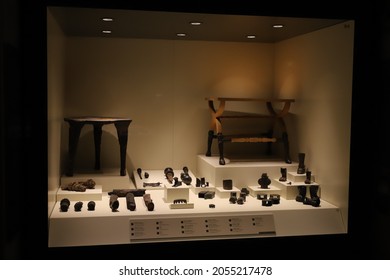 ANKARA, TURKEY - JULY 30, 2021: Old artifacts in Museum of Anatolian Civilizations, Ankara City, Turkey