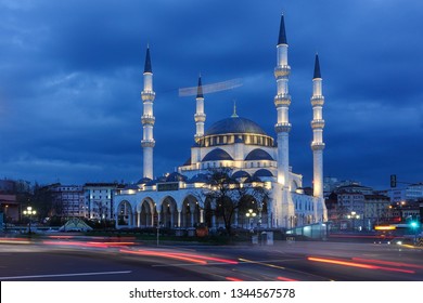 Ankara, Turkey - Melike Hatun Mosque At Night