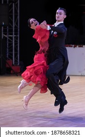 ANKARA, TURKEY - NOVEMBER 04, 2018: People compete in dancesport for METU Open 2018. An international tournament includes WDSF International Open Standard and Latin competitions.