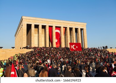Ankara, Turkey - November 10, 2013 : Turkish people are meeting for Ataturk' commemorate cerenomy. Ataturk was dead in 10 November 1938 and every November turkish people are memorialize their leader.