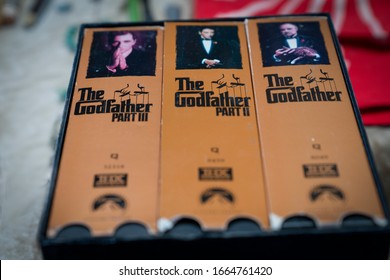 Ankara/Turkey- March 01 2020: Movie The Godfather Videocassette In A Flea Market 
