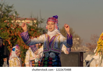 Ankara/Turkey- October 29 2018: Folk Dance Performance Open To Public, Folk Dancers From Taurus And Mediterranean In The Street