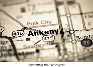 Ankeny. Iowa. USA On A Map