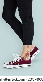 Ankle Flowers Tattoo Women Concept