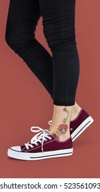 Ankle Flowers Tattoo Women Concept