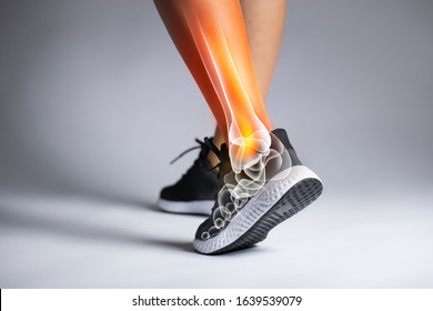 Ankle pain in detail - Sports injuries concept - Shutterstock ID 1639539079