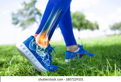 Ankle pain in detail - Sports injuries concept