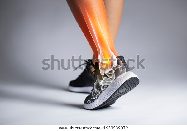 Ankle pain in
detail - Sports injuries
concept
