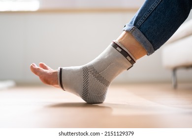 Ankle Sprain Bandage. Medical Foot Trauma Therapy