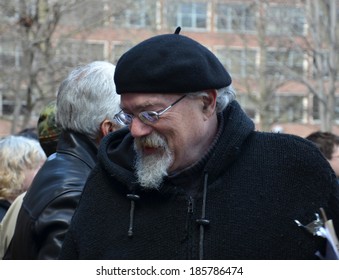 ANN ARBOR, MI - APRIL 5: John Sinclair, whose marijuana conviction in 1969 led to the first Hash Bash rally, after addressing the crowd at the 43rd annual rally in Ann Arbor, MI April 5, 2014.