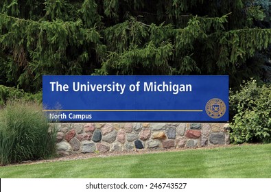 ANN ARBOR, MI - JULY 30: An entrance to The University of Michigan located in Ann Arbor, Michigan on July 30, 2014. The University of Michigan is a public research university established in 1817.