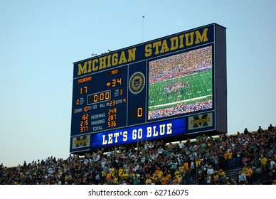 ANN ARBOR, MI - OCTOBER 09: Scoreboard at the conclusion of the Michigan vs. Michigan State football game October 9, 2010 in Ann Arbor, MI.
