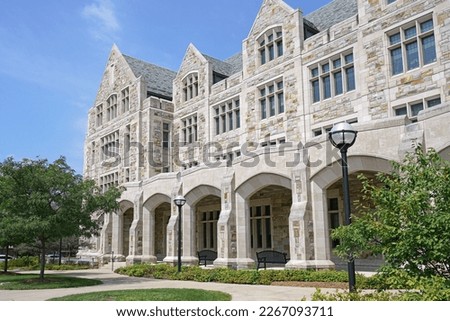 Ann Arbor, Michigan -  Campus of the University of Michigan with traditional gothic style stone buildings with gables