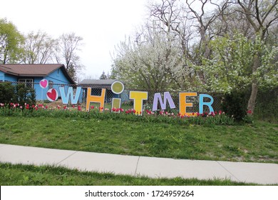 Ann Arbor, Michigan / United States - May 5 2020: Coronavirus Governor Gretchen Whitmer Colorful Sign With Hearts Thank You Whitmer COVID-19 Colorful Sign Ann Arbor Mrchigan 