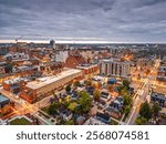 Ann Arbor, Michigan, USA downtown cityscape at dawn.