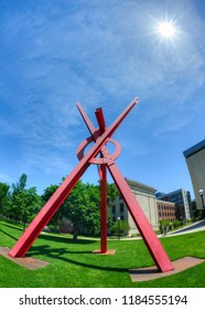 Ann Arbor, Michigan/USA - 7/2015: Orion Sculpture by Mark di Suvero on University of Michigan campus.