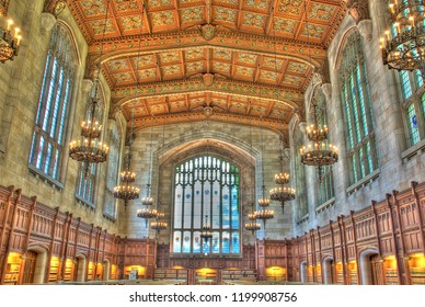 Ann Arbor, Michigan/USA - July 2012: University of Michigan Law school library, one of the ten most beautiful libraries in the US. 