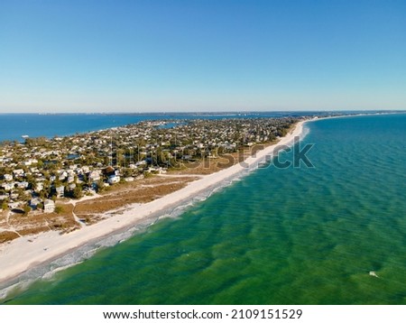 Anna Maria Island, FL. Aerial shot of Bean Point Beach in Anna Maria Island.