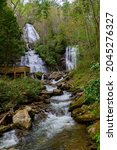 Anna Ruby Falls, a combination of multiple falls from two different rivers coming together, near Helen, Georgia.
