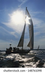 ANNAPOLIS, MARYLAND - CIRCA 1990's: Naval Academy Midshipmen Sailing, Annapolis, Maryland