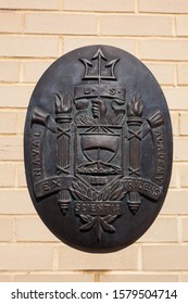 Annapolis, USA - 19 September 2019: Bronze Emblem Of The US Naval Academy