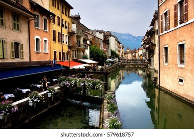Annecy is called touristically the Venice of Savoie. The medieval town center built around a 14th Century Chateau is dissected by small canals and streams running out of Lac Annecy.