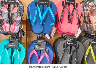                         ANNECY, FRANCE - JUNE 16, 2018 : summer shoes  