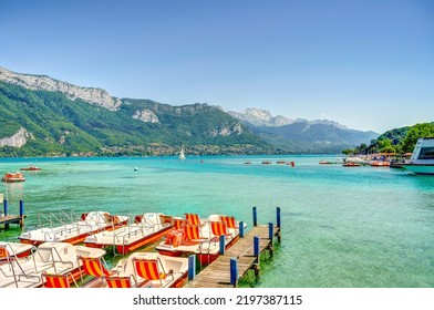 Annecy, France - June 2022 : Landmarks In Sunny Weather, HDR Image