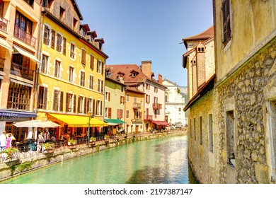 Annecy, France - June 2022 : Landmarks In Sunny Weather, HDR Image