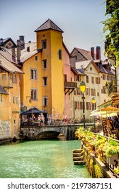 Annecy, France - June 2022 : Landmarks In Sunny Weather, HDR Image