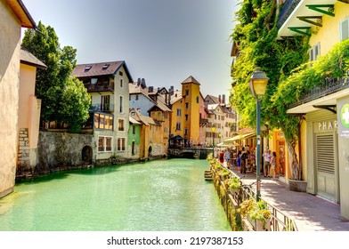 Annecy, France - June 2022 : Landmarks In Sunny Weather, HDR Image